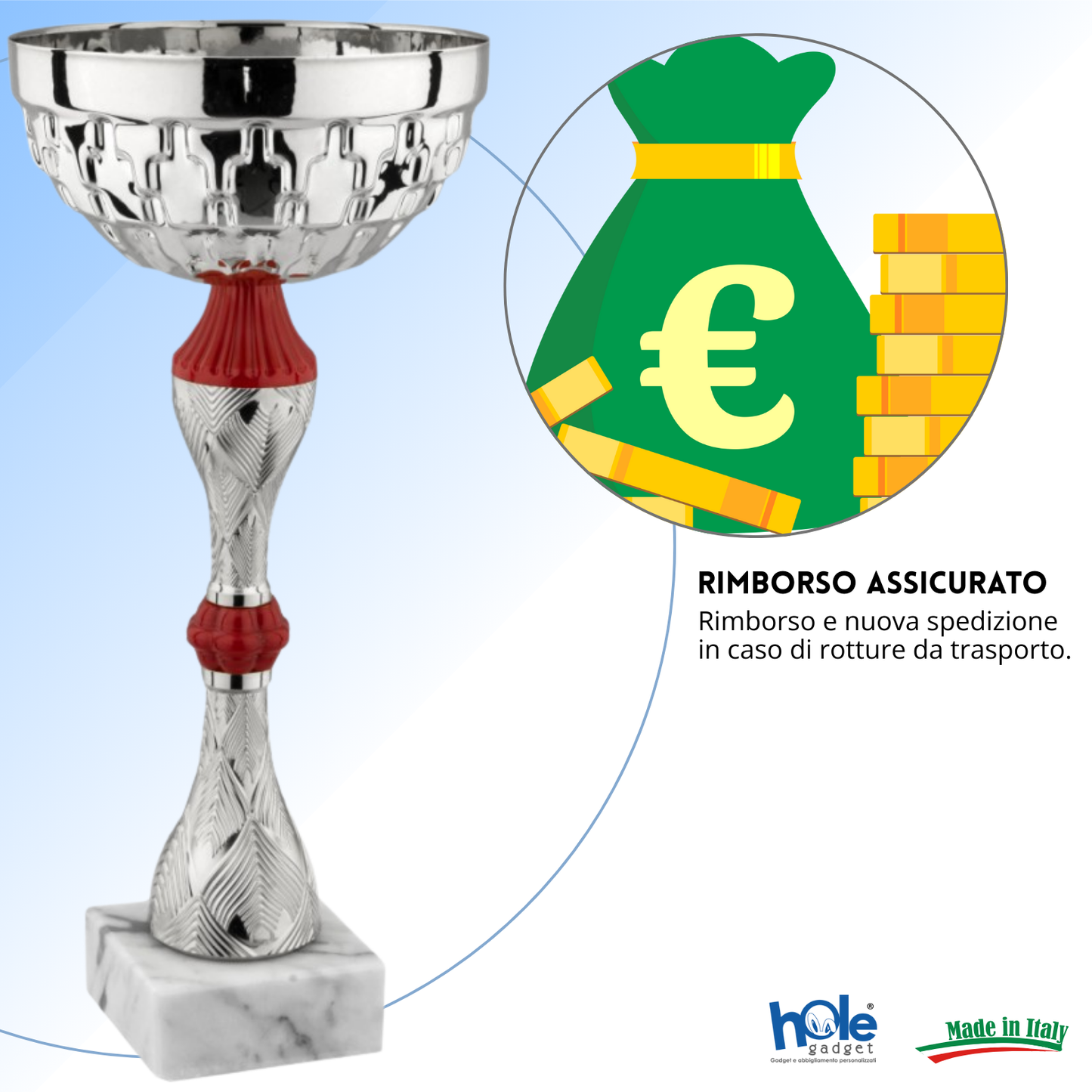 Coppa da 33 cm in metallo con base in marmo | Cod. 13.241S
