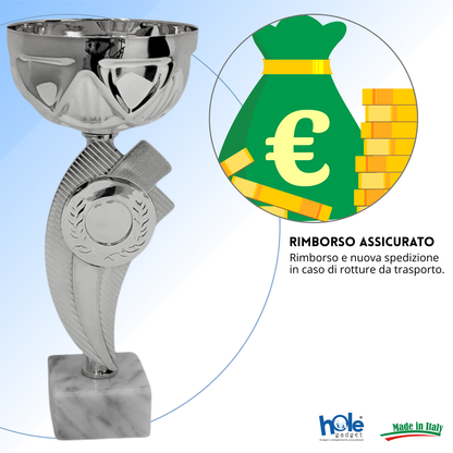 Coppa da 23 cm Silver in ABS con base in marmo | Cod. 13.212S