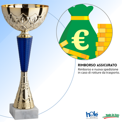 Coppa da 27 cm in metallo con base in marmo | Cod. 13.034G