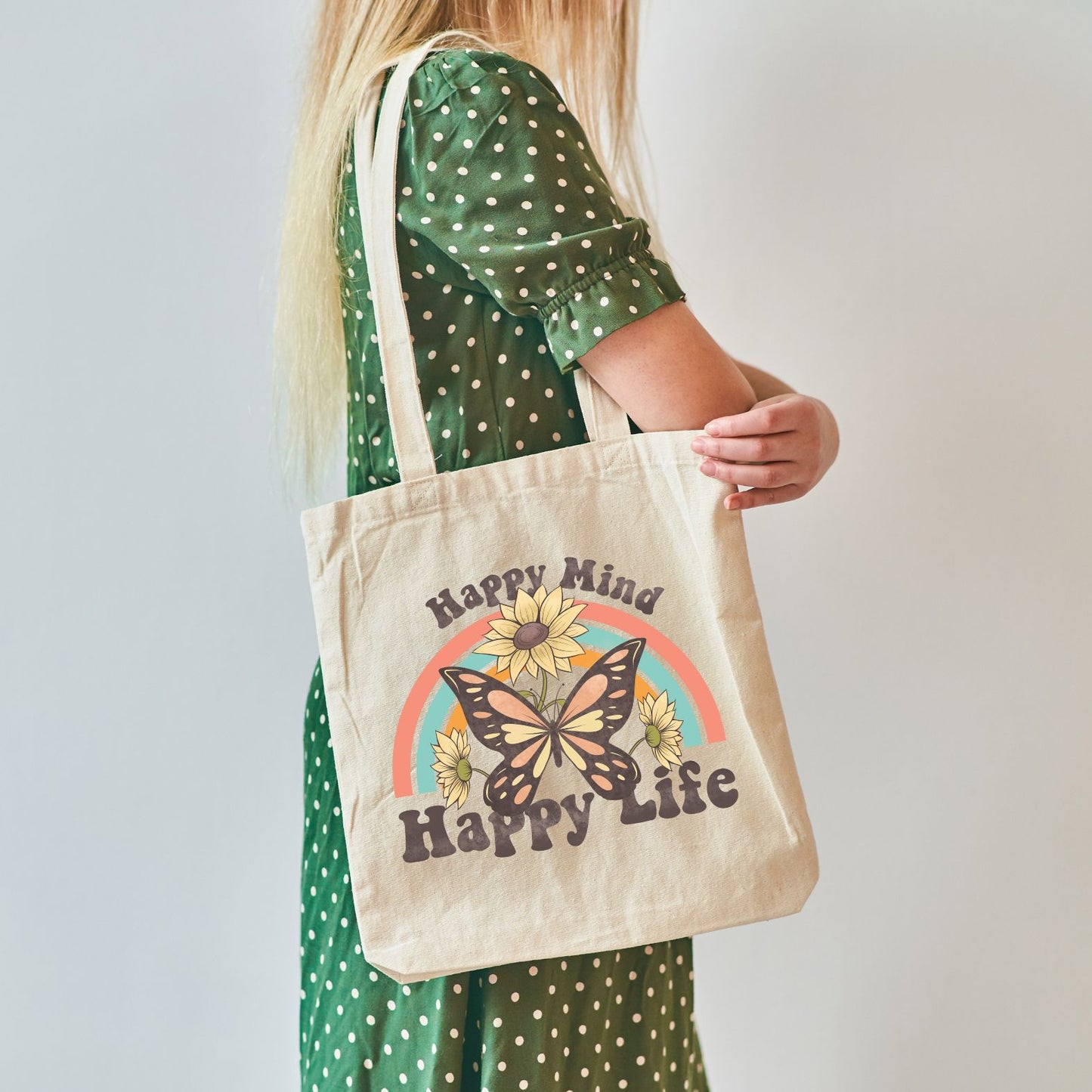 Shopping bag aesthetic 100% cotone naturale | Mod. Happy mind