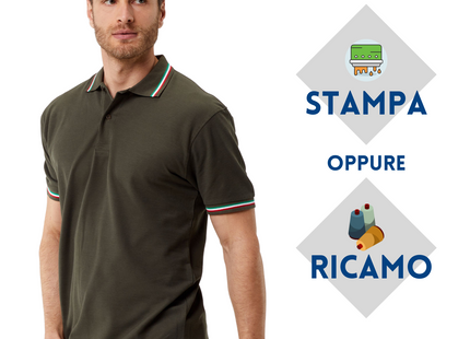 Polo personalizzate unisex con tricolore italiano | Cod. BS200