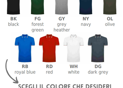 Polo personalizzate unisex con tricolore italiano | Cod. BS200