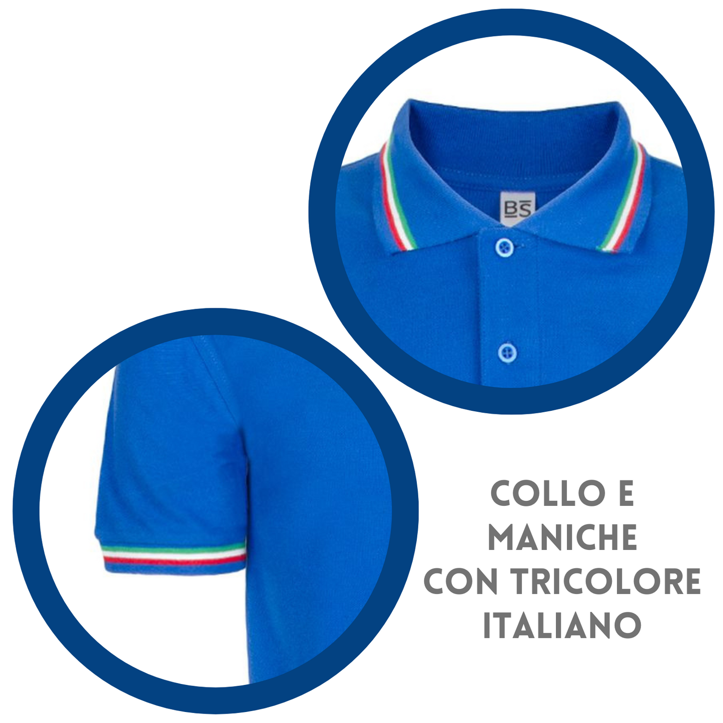 Polo personalizzate unisex con tricolore italiano | Cod. BS200