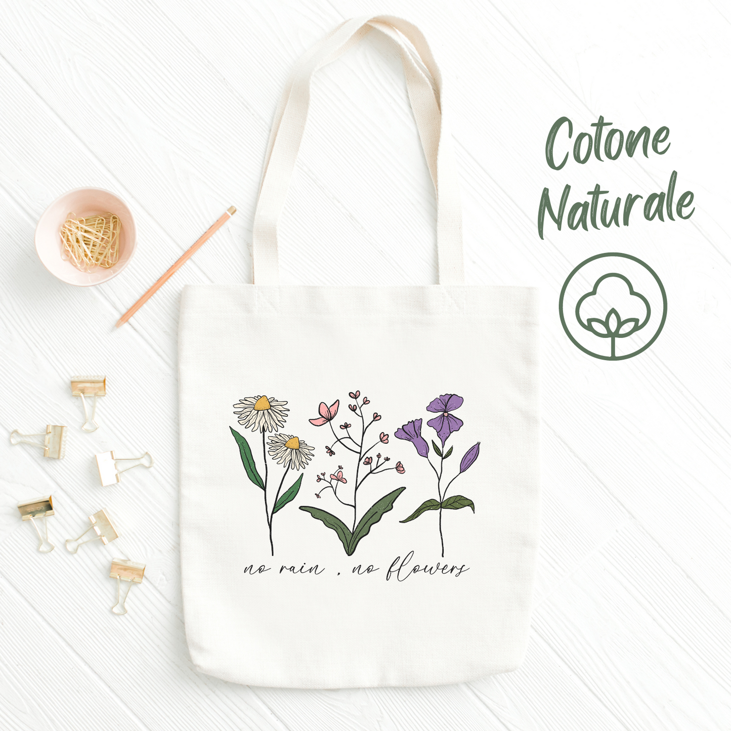 Shopping bag aesthetic 100% cotone naturale | Mod. Flower 1