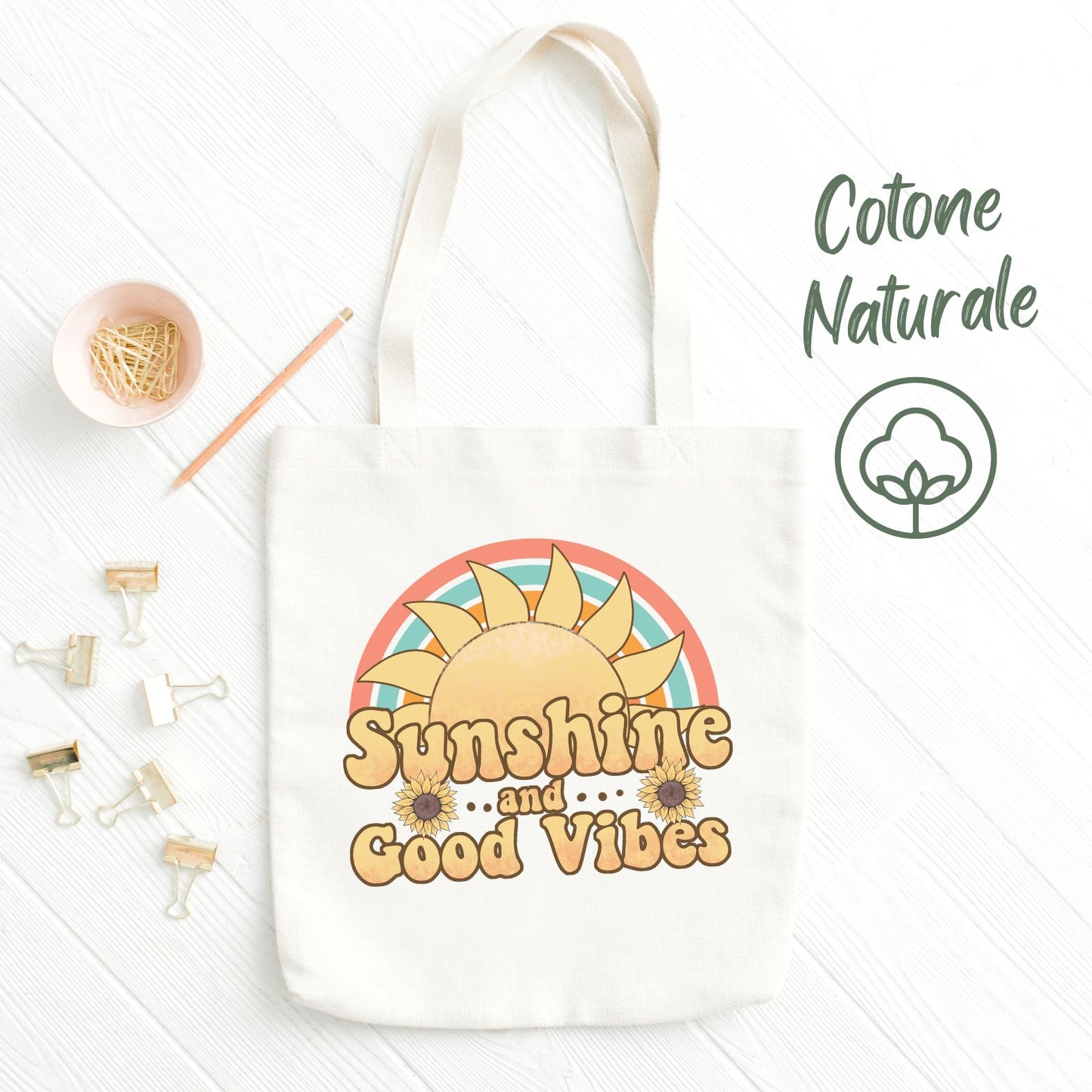 Shopping bag aesthetic 100% cotone naturale | Mod. Sunshine