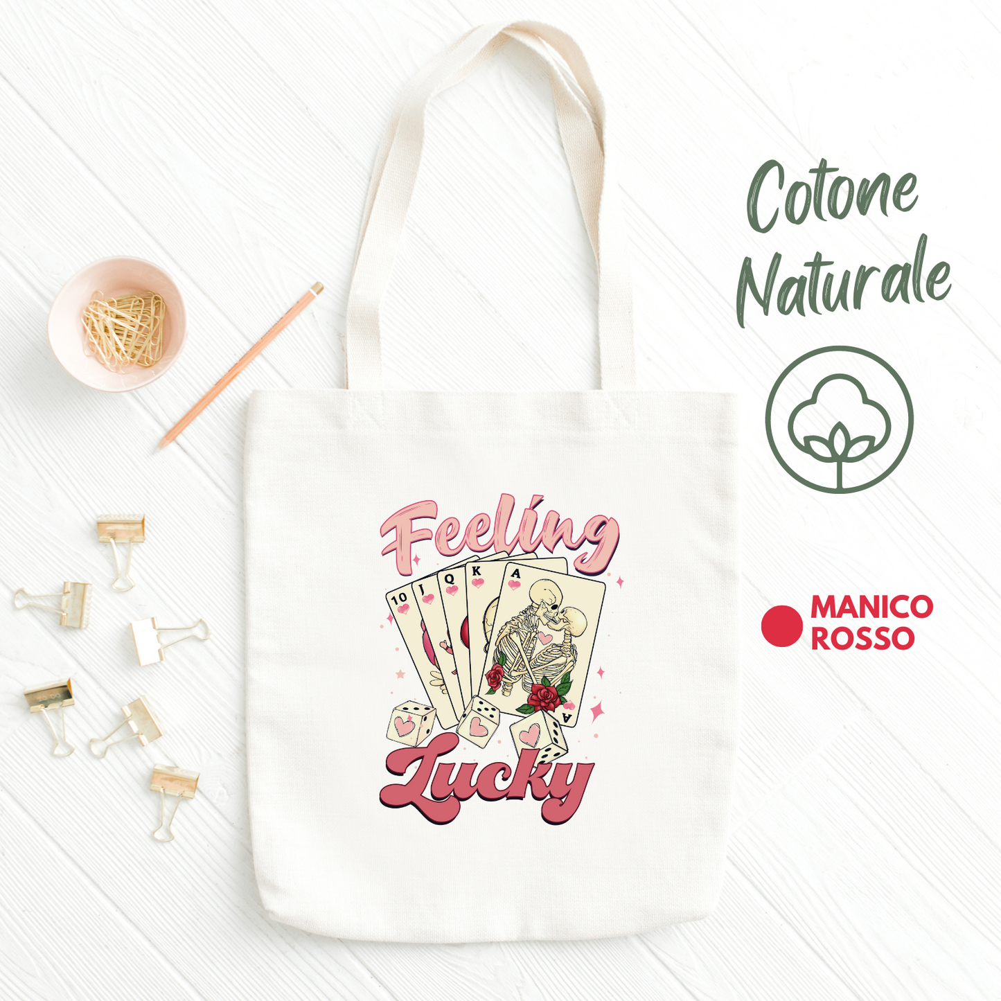 Shopping bag aesthetic 100% cotone naturale | Mod. Lucky