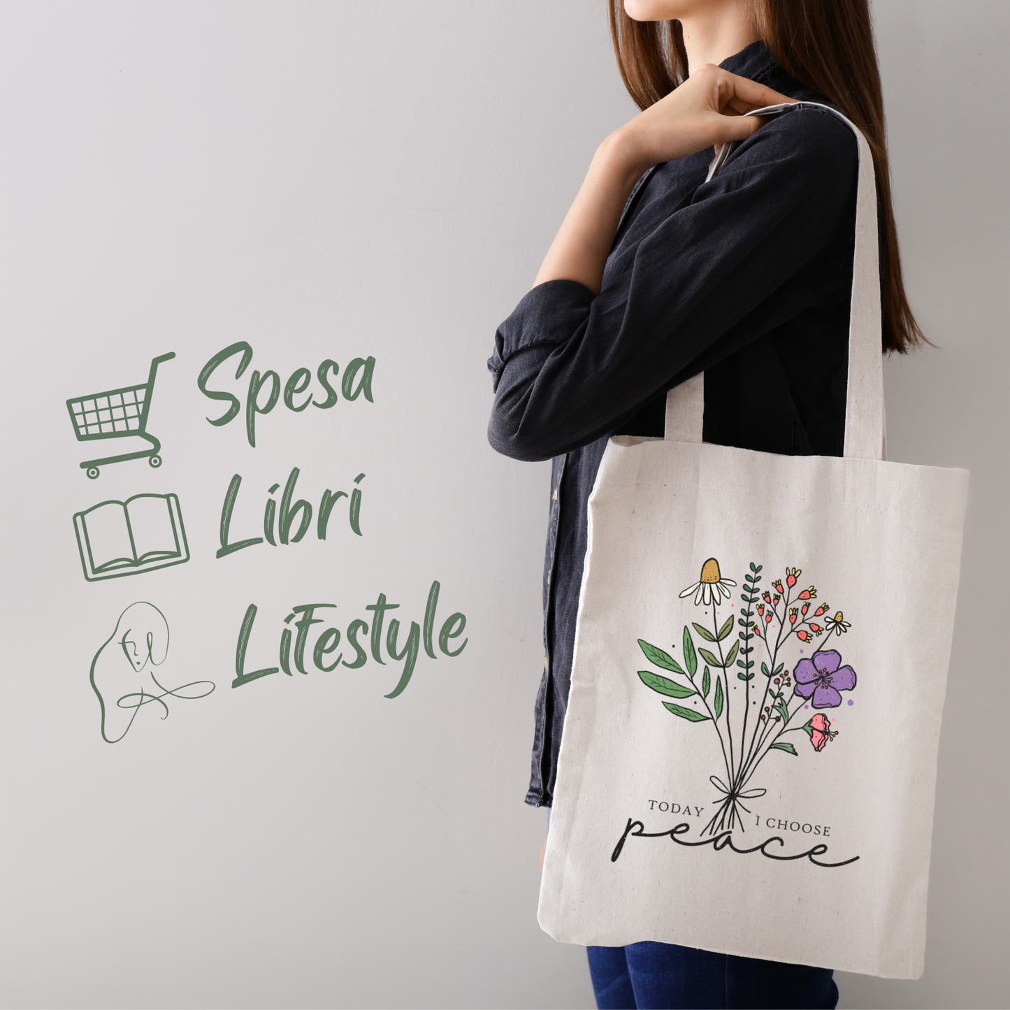 Shopping bag aesthetic 100% cotone naturale | Mod. Flower 4