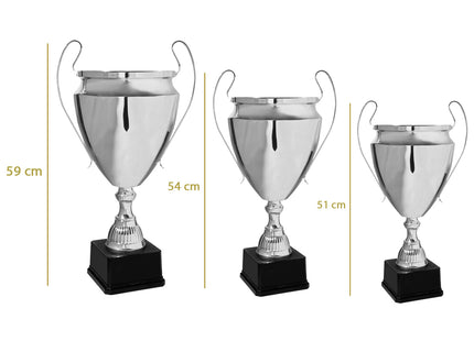 Tris di coppe premiazione per 1°, 2° e 3° posto