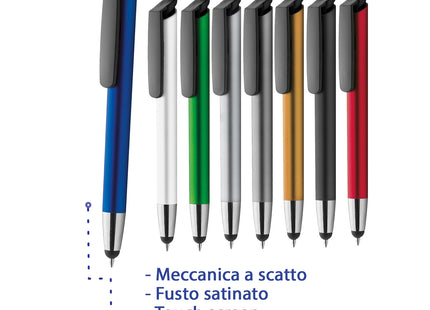 Penna a scatto con touch e supporto smartphone | Cod. PD128