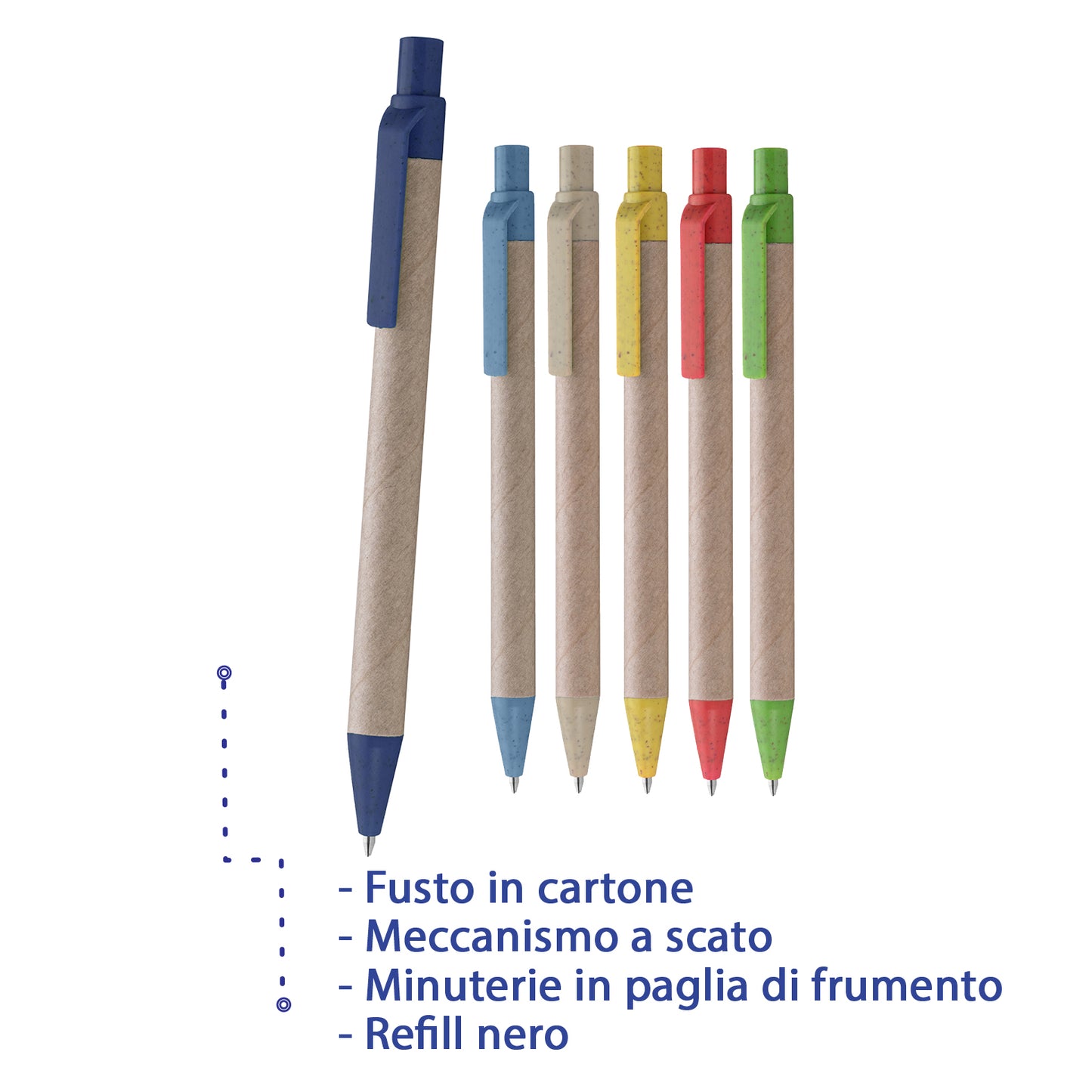 Penna a scatto ecologica in carta e paglia di frumento | Cod. PD495