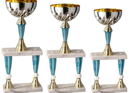 Tris di coppe trofeo personalizzate