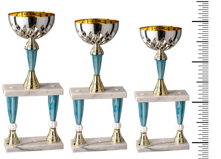 Tris di coppe trofeo personalizzate