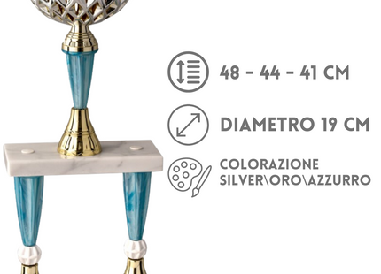 Tris di coppe trofeo personalizzate