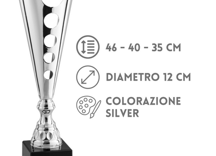 Tris di coppe trofeo personalizzate