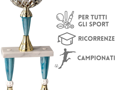 Tris di coppe trofeo personalizzate