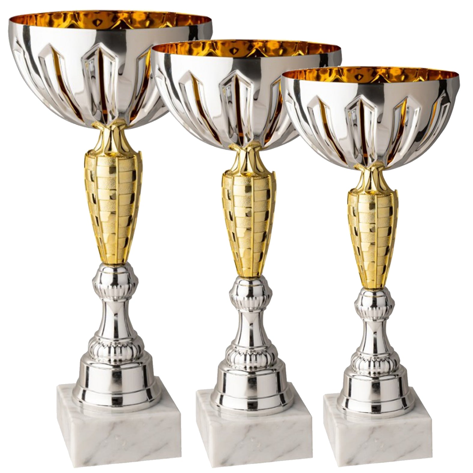 Tris di coppe trofeo personalizzate