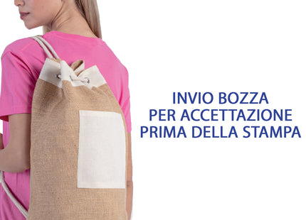 sacca zaino in cotone e juta