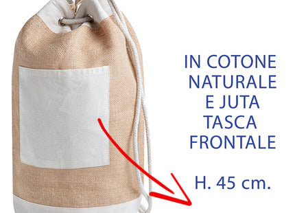 sacca zaino in cotone e juta