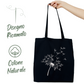 Shopping bag nera con ricamo 100% cotone naturale | Mod. Soffione